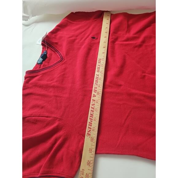 VTG .1990s Polo Ralph Lauren Shirt Mens Sz M Red V-neck Pony Single Stitch - Picture 9 of 11